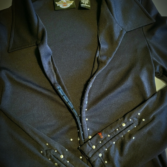 Harley Davidson Long Sleeve Embellished Black Top - Picture 7 of 7